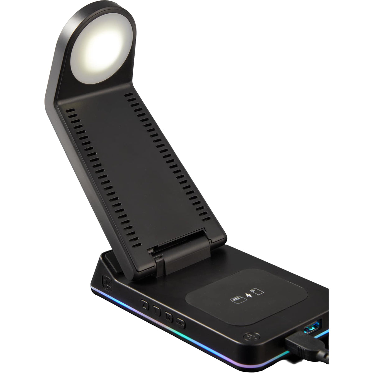 TriCharge Plus Wireless Charging Stand with Alarm Clock, 15W Full Color - Black - Detail 11