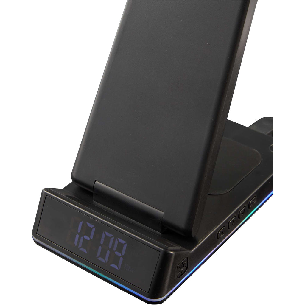 TriCharge Plus Wireless Charging Stand with Alarm Clock, 15W Full Color - Black - Detail 12