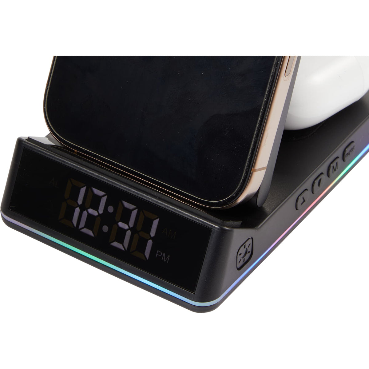 TriCharge Plus Wireless Charging Stand with Alarm Clock, 15W Full Color - Black - Detail 14