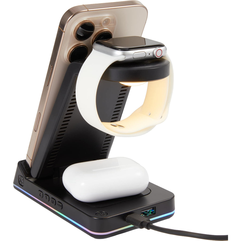 TriCharge Plus Wireless Charging Stand with Alarm Clock, 15W Full Color - Black - Detail 16