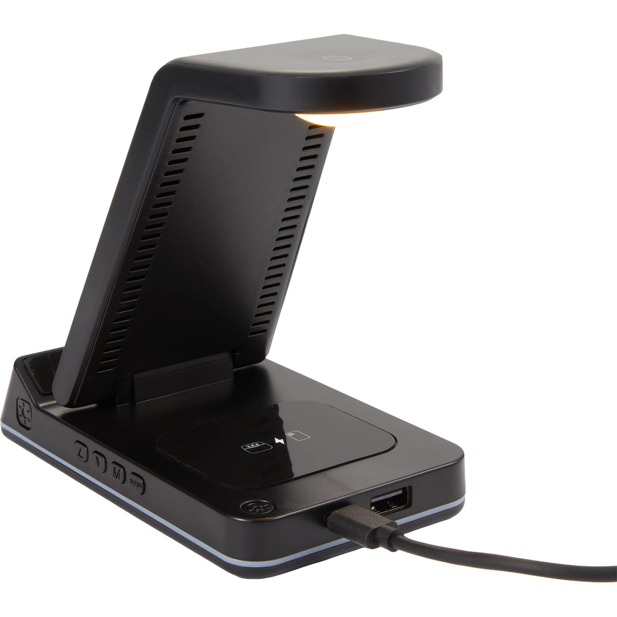 TriCharge Plus Wireless Charging Stand with Alarm Clock, 15W Full Color - Black - Detail 17