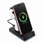 TriCharge Plus Wireless Charging Stand with Alarm Clock, 15W Full Color - Black - Detail 18