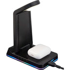 TriCharge Plus Wireless Charging Stand with Alarm Clock, 15W Full Color - Black - Detail 2