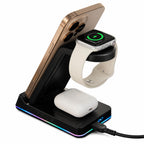TriCharge Plus Wireless Charging Stand with Alarm Clock, 15W Full Color - Black - Detail 20