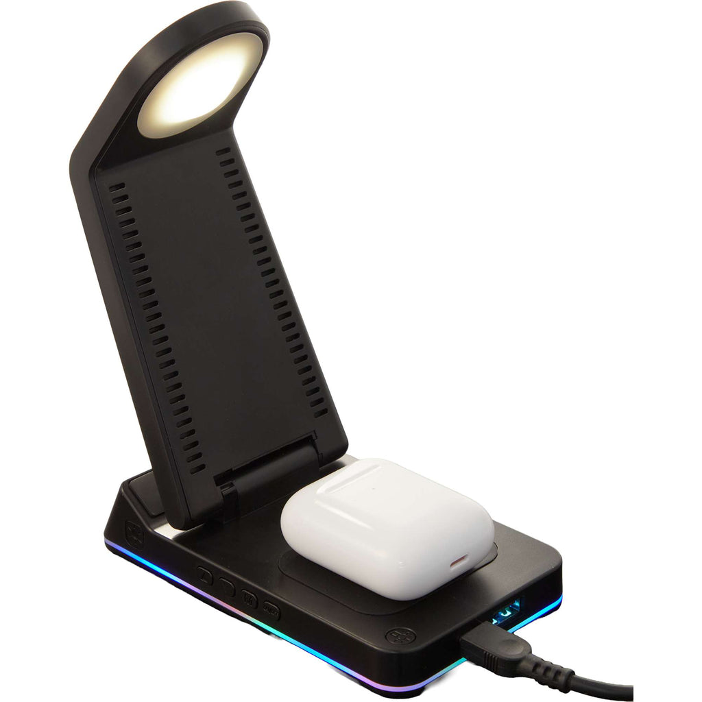 TriCharge Plus Wireless Charging Stand with Alarm Clock, 15W Full Color - Black - Detail 21
