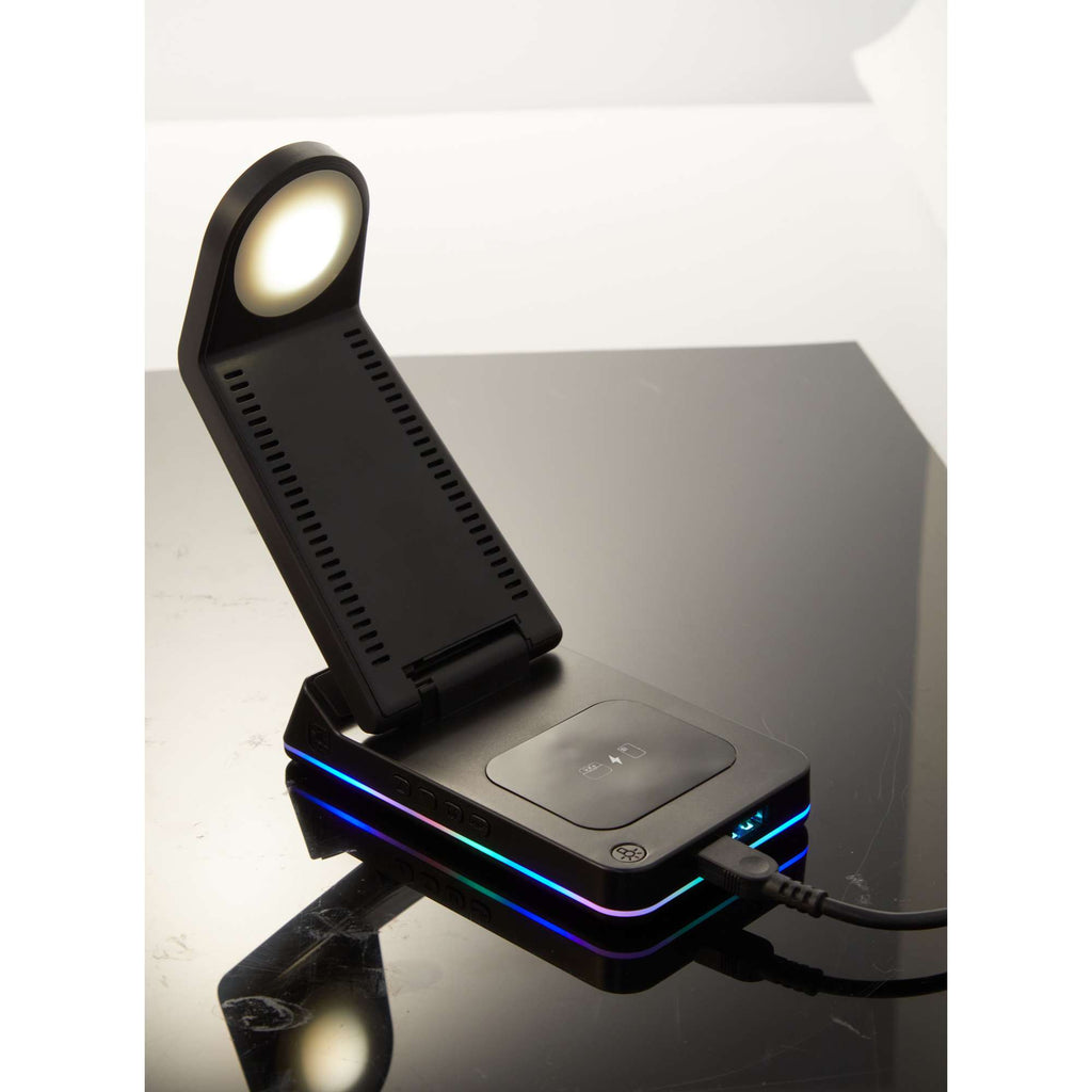 TriCharge Plus Wireless Charging Stand with Alarm Clock, 15W Full Color - Black - Detail 4