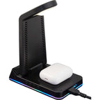 TriCharge Plus Wireless Charging Stand with Alarm Clock, 15W Full Color - Black - Detail 6
