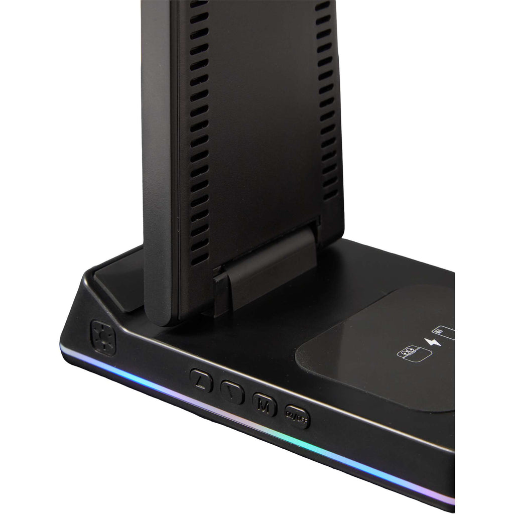 TriCharge Plus Wireless Charging Stand with Alarm Clock, 15W Full Color - Black - Detail 8