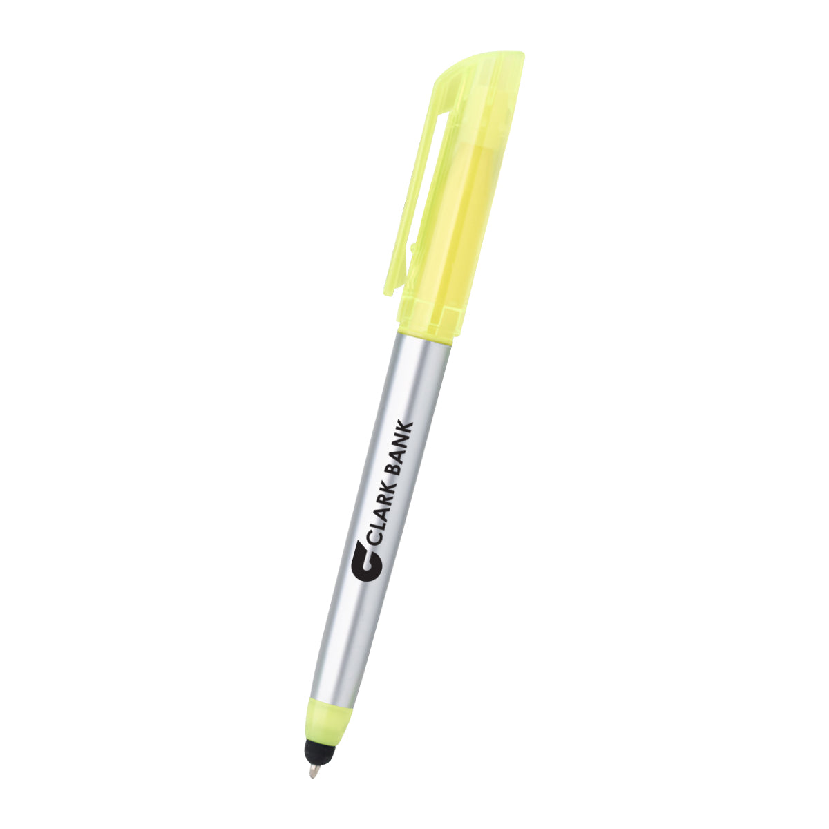 Trilogy Pen with Highlighter and Stylus - Yellow - Silk Screen