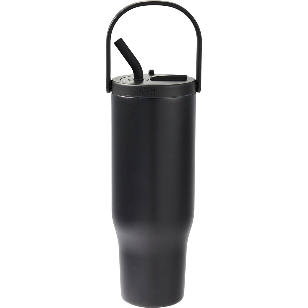 Trinity Recycled Leakproof Tumbler with Straw and Handle, 30 oz - Black - Back