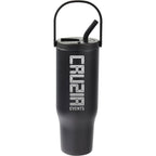 Trinity Recycled Leakproof Tumbler with Straw and Handle, 30 oz - Black - Front