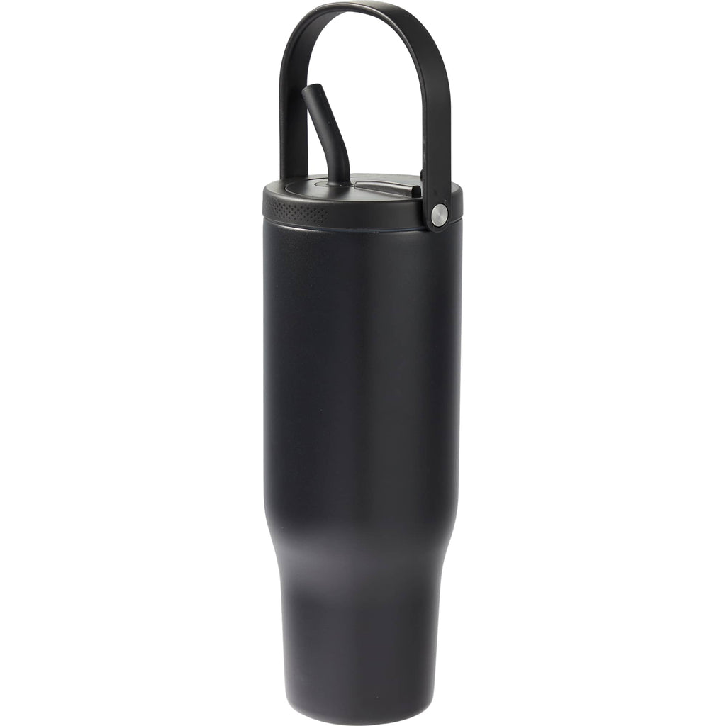 Trinity Recycled Leakproof Tumbler with Straw and Handle, 30 oz - Black - Left Angle 2