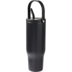Trinity Recycled Leakproof Tumbler with Straw and Handle, 30 oz - Black - Left Angle 2