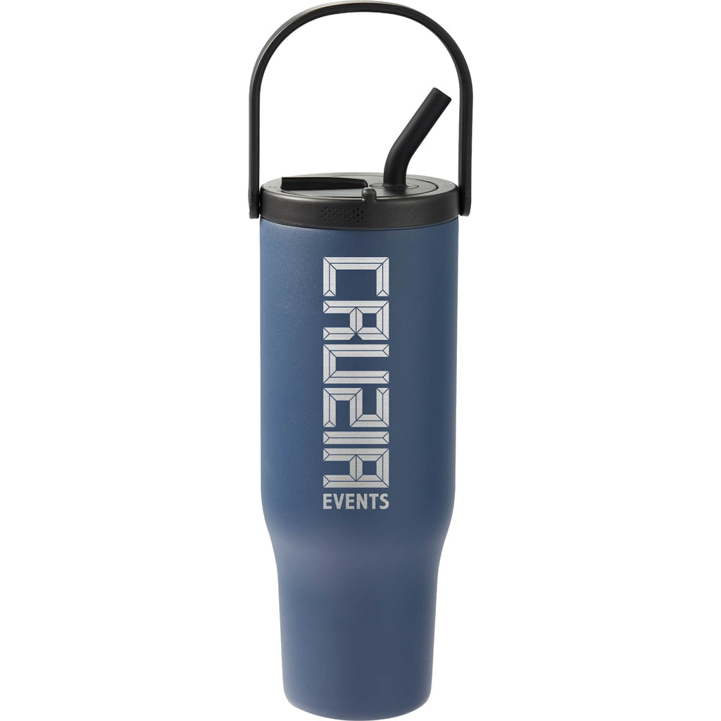 Trinity Recycled Leakproof Tumbler with Straw and Handle, 30 oz - Navy - Front