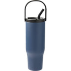Trinity Recycled Leakproof Tumbler with Straw and Handle, 30 oz - Navy - Front