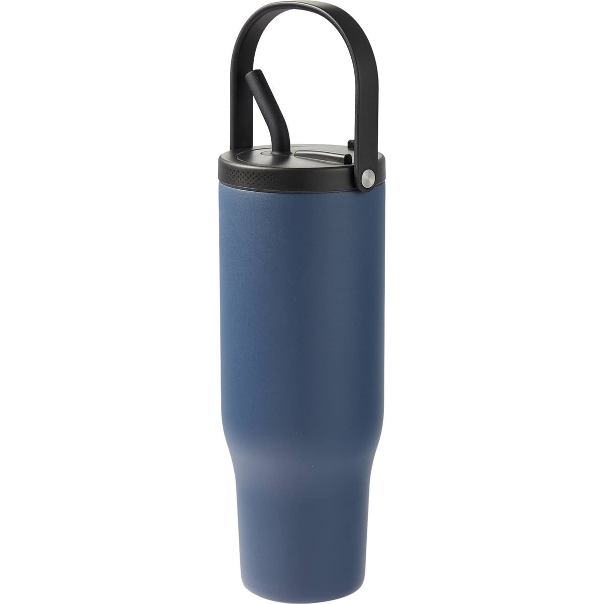 Trinity Recycled Leakproof Tumbler with Straw and Handle, 30 oz - Navy - Left Angle 2