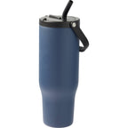 Trinity Recycled Leakproof Tumbler with Straw and Handle, 30 oz - Navy - Left Angle
