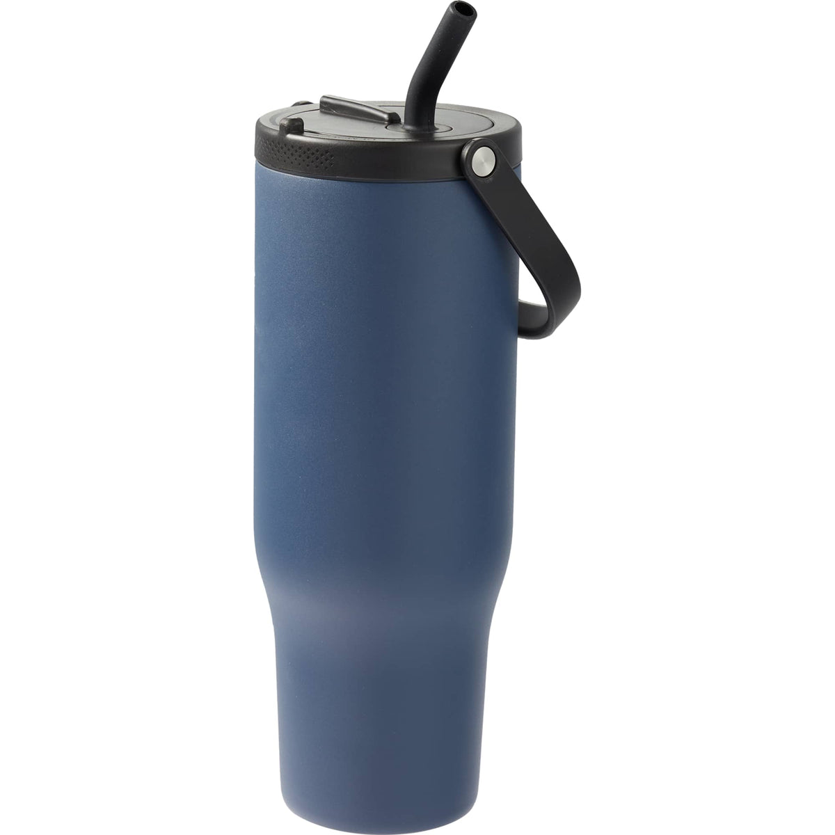 Trinity Recycled Leakproof Tumbler with Straw and Handle, 30 oz - Navy - Left Angle