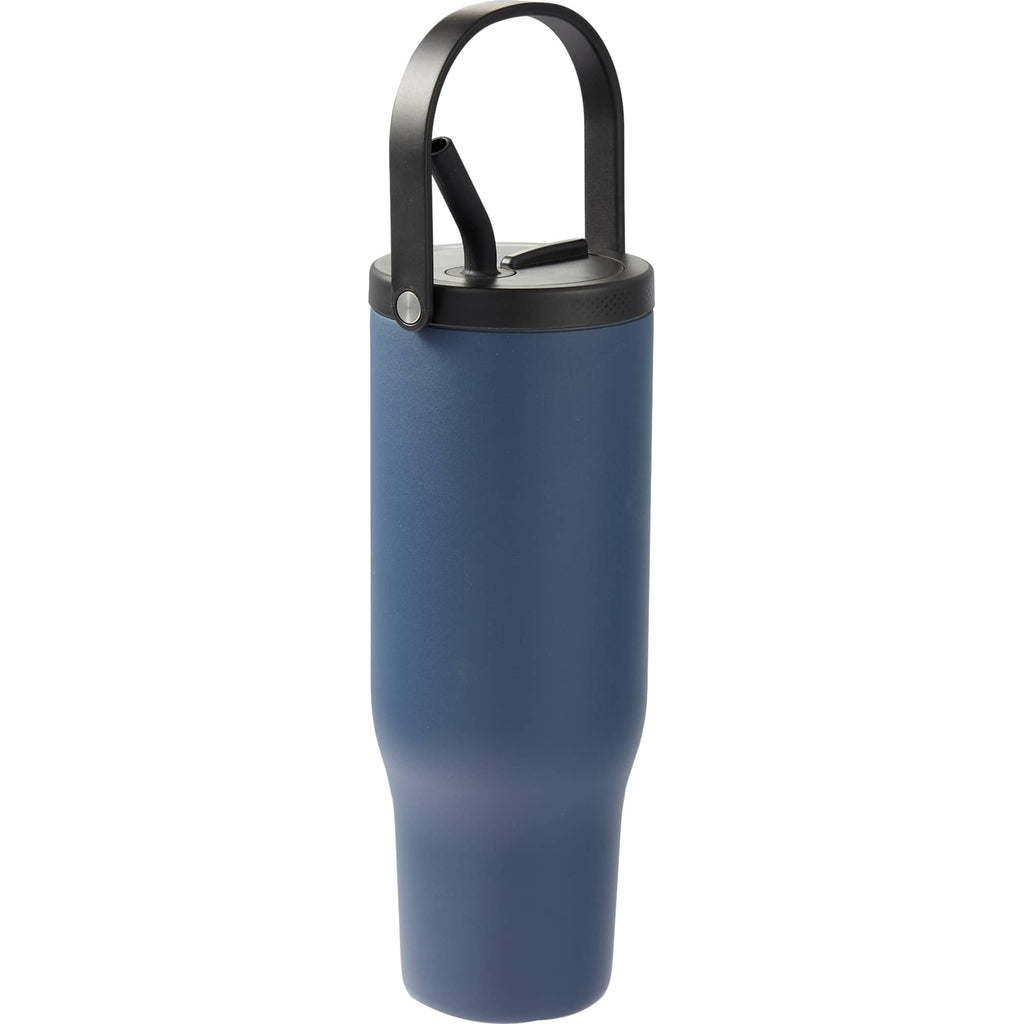 Trinity Recycled Leakproof Tumbler with Straw and Handle, 30 oz - Navy - Right Angle 2