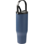 Trinity Recycled Leakproof Tumbler with Straw and Handle, 30 oz - Navy - Right Angle 2