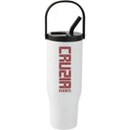 Trinity Recycled Leakproof Tumbler with Straw and Handle, 30 oz - White - Front