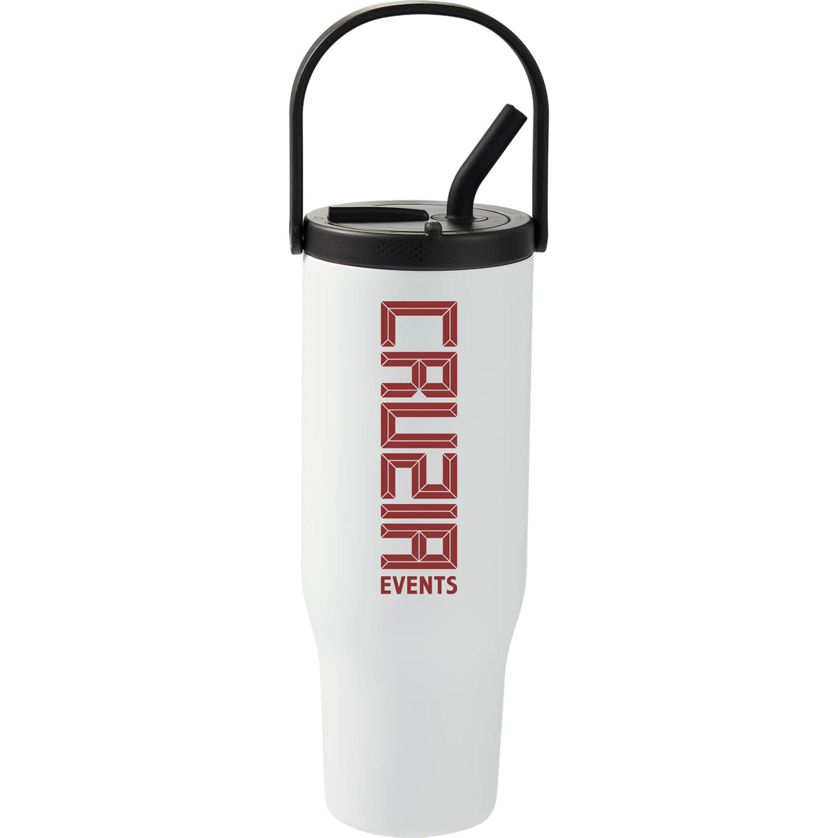 Trinity Recycled Leakproof Tumbler with Straw and Handle, 30 oz - White - Front