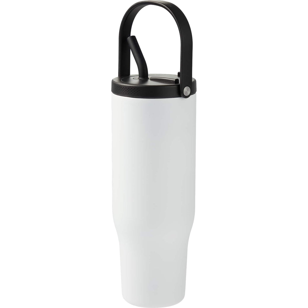 Trinity Recycled Leakproof Tumbler with Straw and Handle, 30 oz - White - Left Angle 2