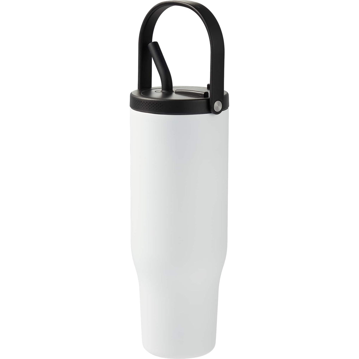 Trinity Recycled Leakproof Tumbler with Straw and Handle, 30 oz - White - Left Angle 2