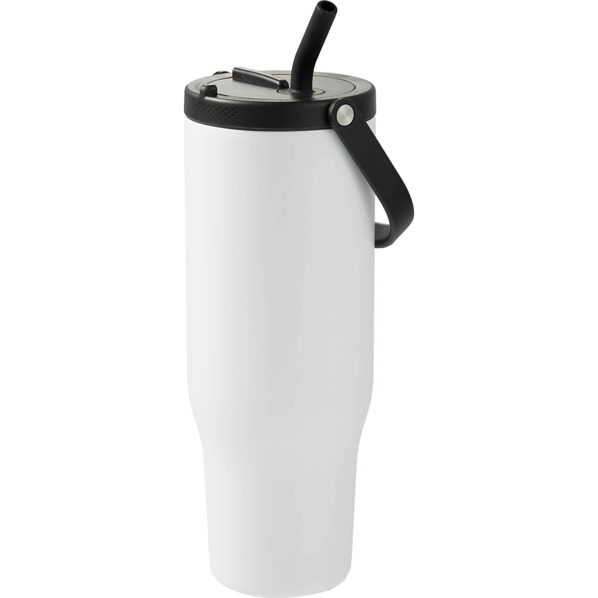 Trinity Recycled Leakproof Tumbler with Straw and Handle, 30 oz - White - Left Angle