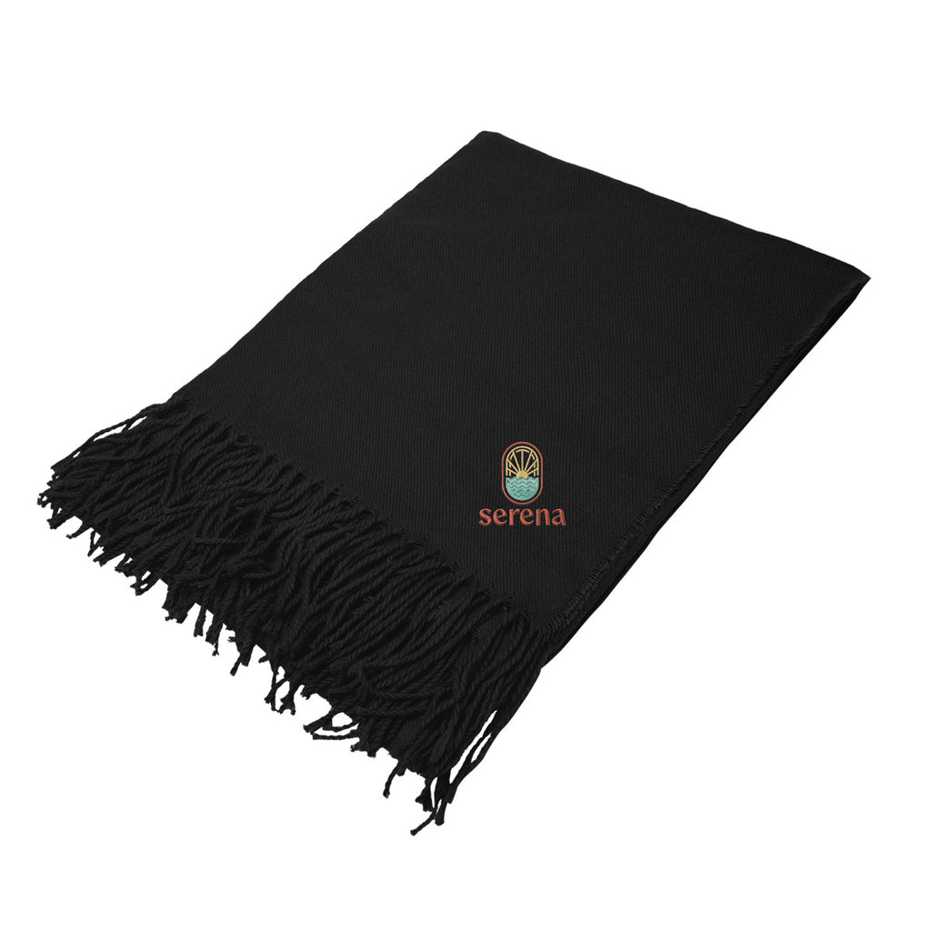 Tristan Tassel Blanket in Recycled PET - Black - Embroidery