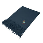 Tristan Tassel Blanket in Recycled PET - Navy - Embroidery