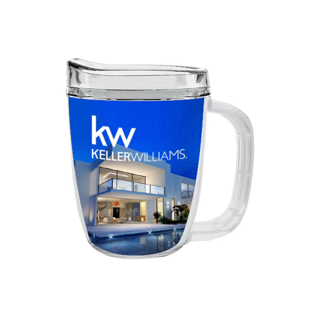 Tritan Coffee Mug with Lid, 12 oz - Clear - White