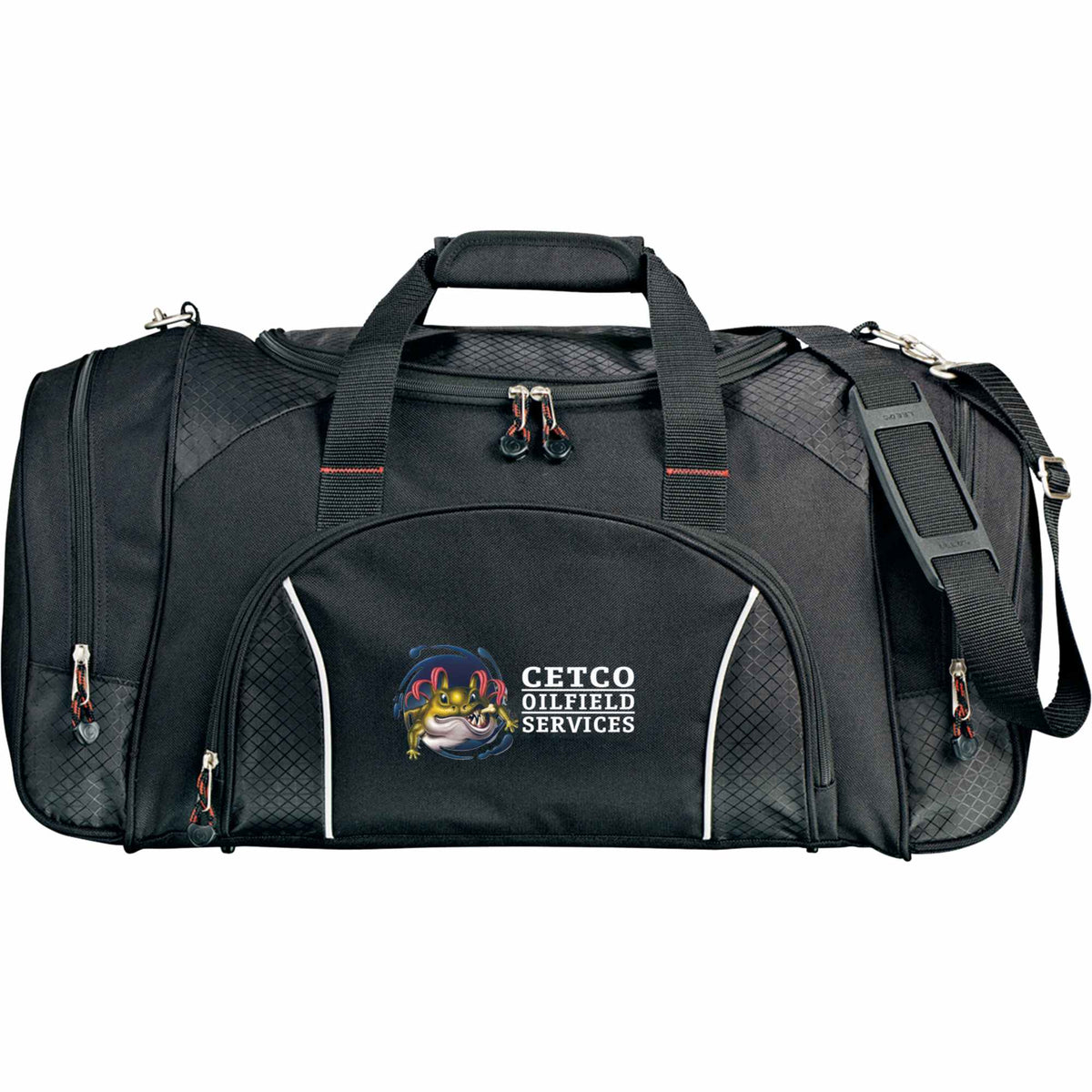 Triton Weekender Carry All Duffel Bag, 24 Inches Embroidery - Black - Front 3