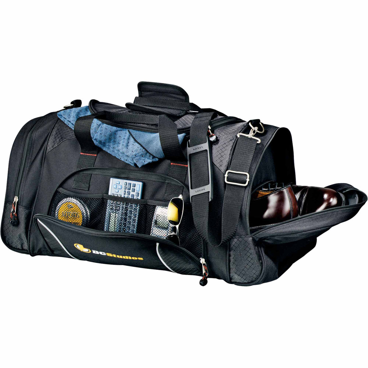 Triton Weekender Carry All Duffel Bag, 24 Inches Embroidery - Black - Front