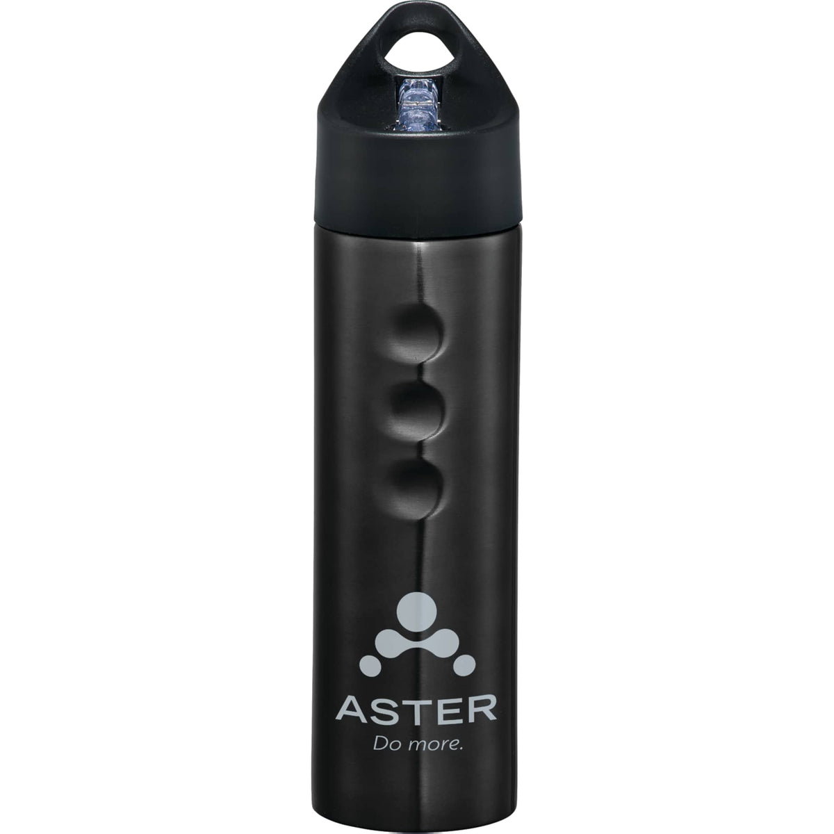 Troika Stainless Sports Bottle with Finger Grips, 25 oz - Black - Front