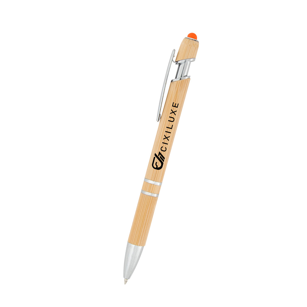 Tropical Incline Pen with Stylus in Bamboo - Silk Screen