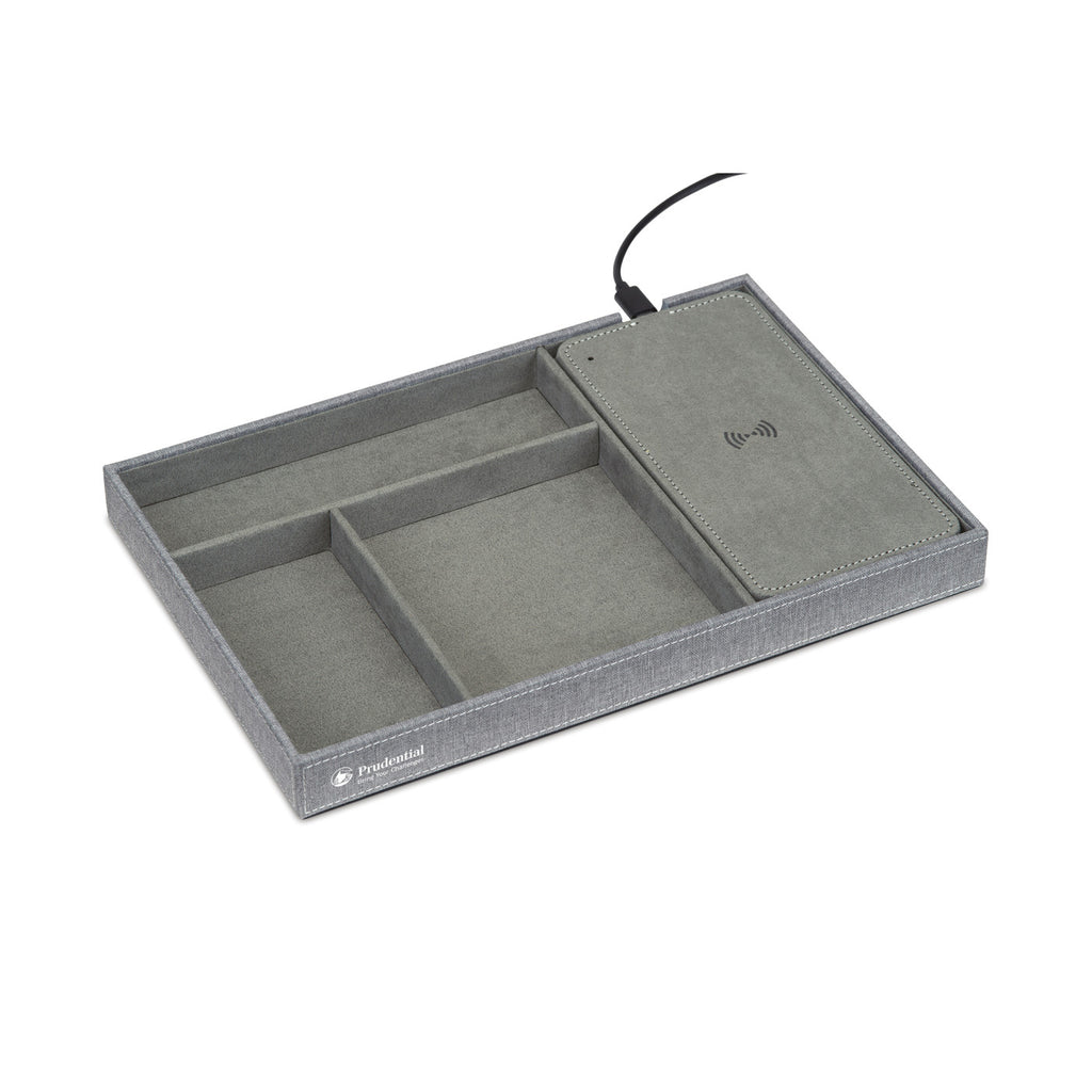 Truman Valet Tray with Wireless Charging Transfer - Medium Grey Heather - View 2