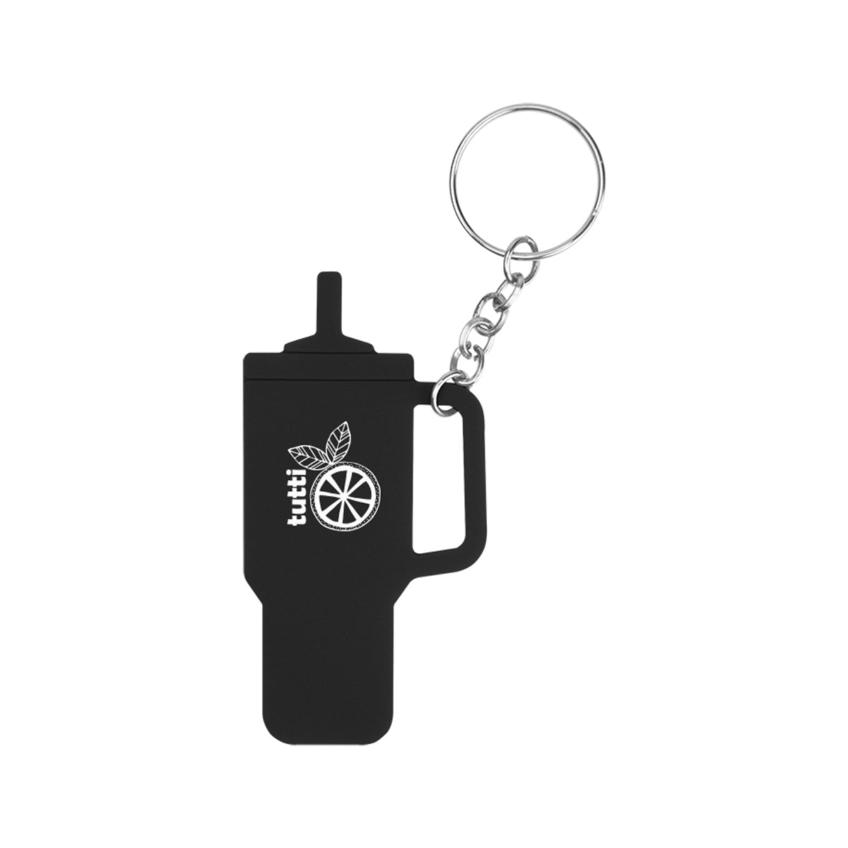 Tumbler-Shaped Silicone Keyring with Custom Imprint - Black - Pad Print