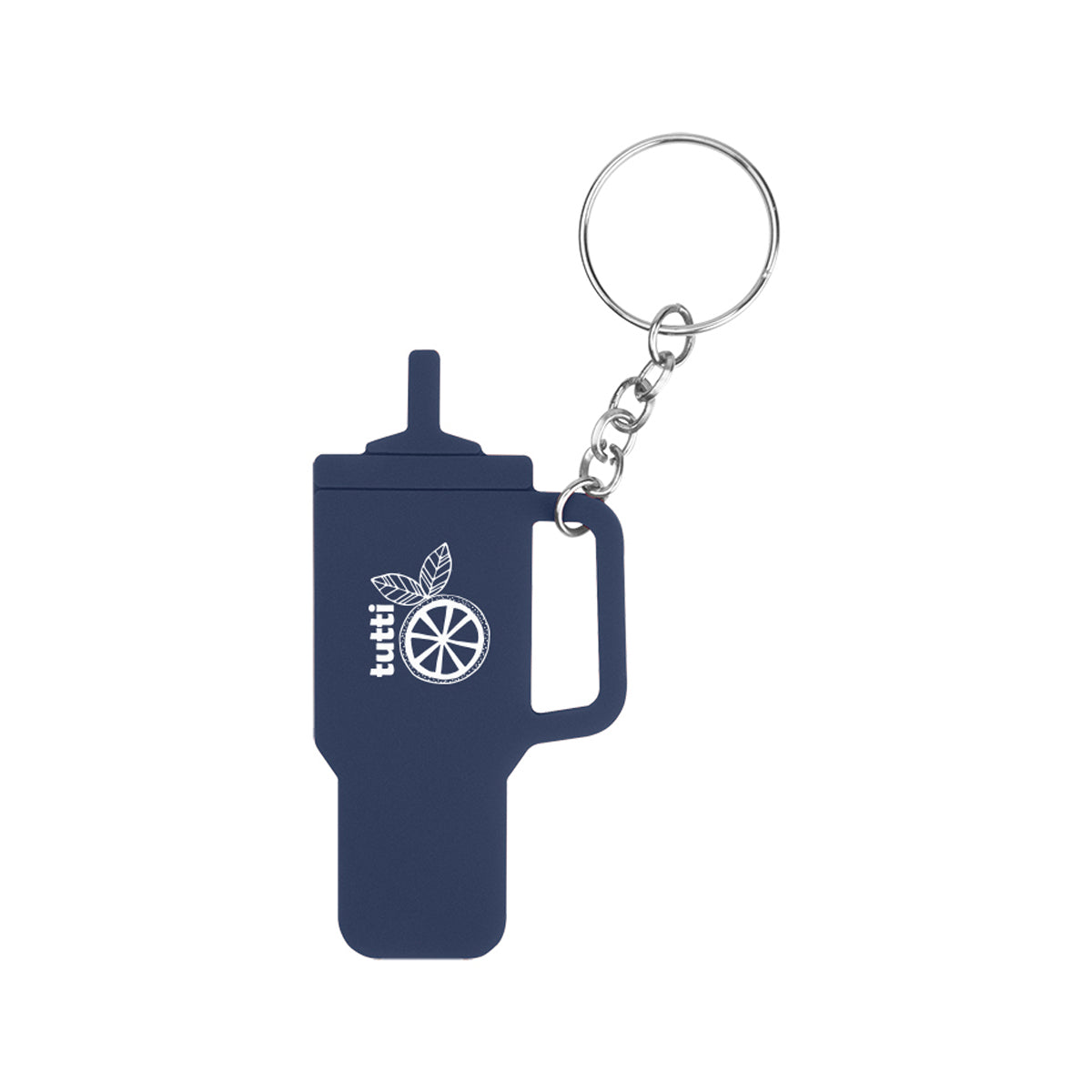 Tumbler-Shaped Silicone Keyring with Custom Imprint - Navy - Pad Print