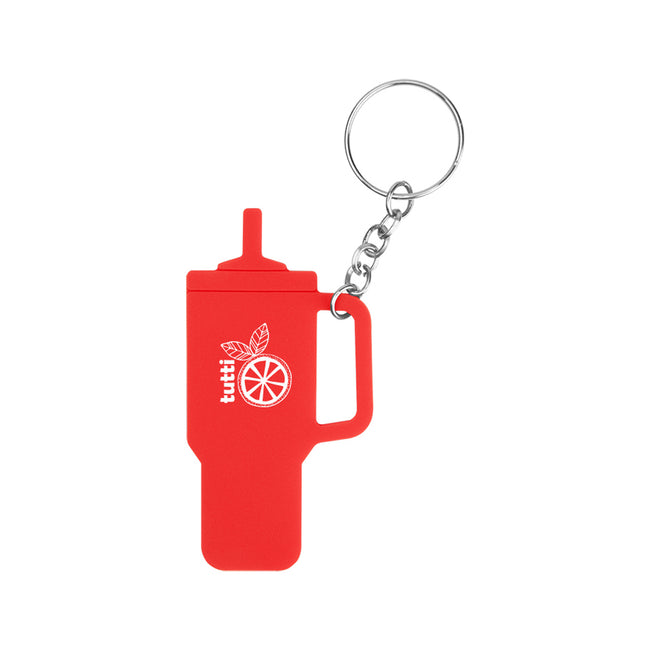 Tumbler-Shaped Silicone Keyring with Custom Imprint