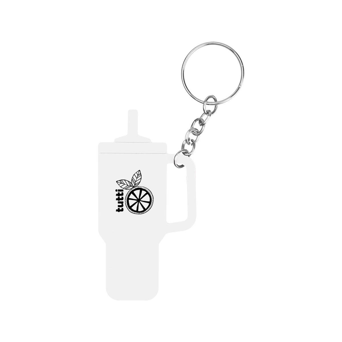 Tumbler-Shaped Silicone Keyring with Custom Imprint - White - Pad Print