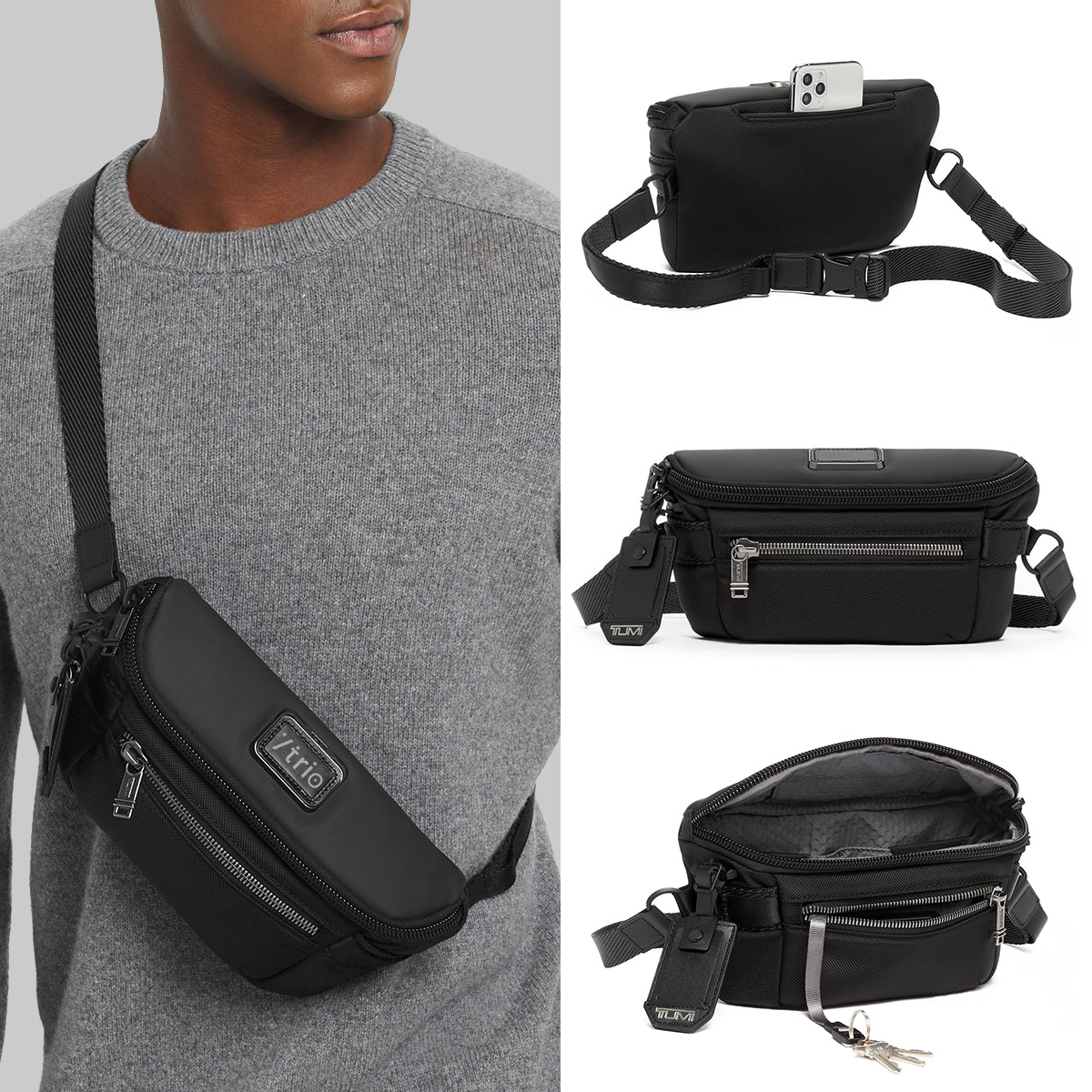 TUMI Alpha Bravo Waist Pack, Classified - Black - Laser Engraving