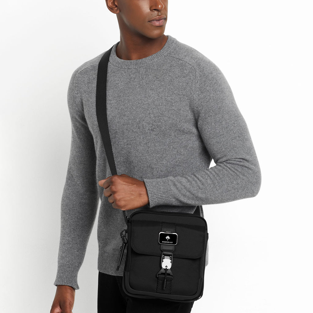 TUMI Junior Crossbody Bag - Black - Lifestyle_Laser