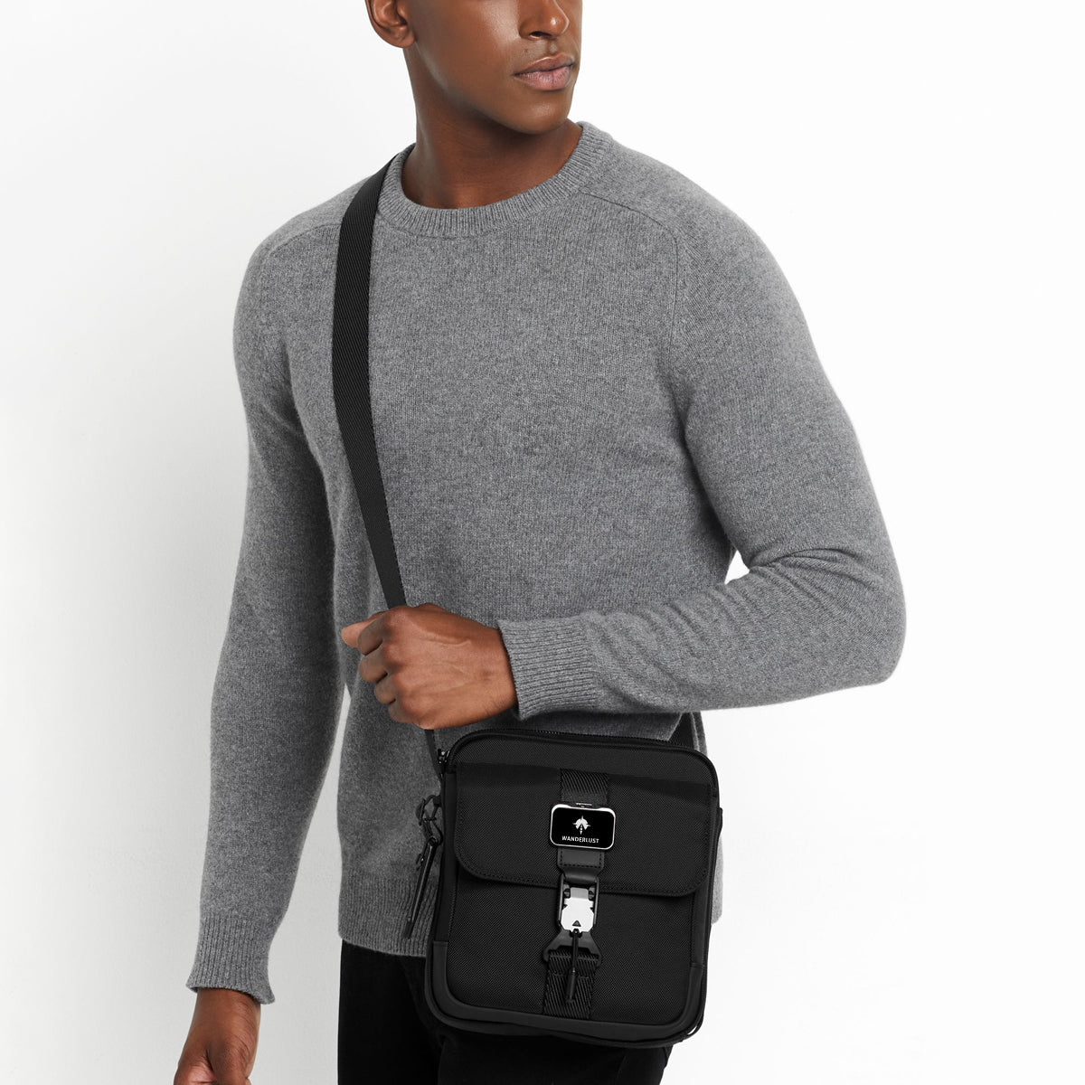 TUMI Junior Crossbody Bag - Black - Lifestyle_Laser
