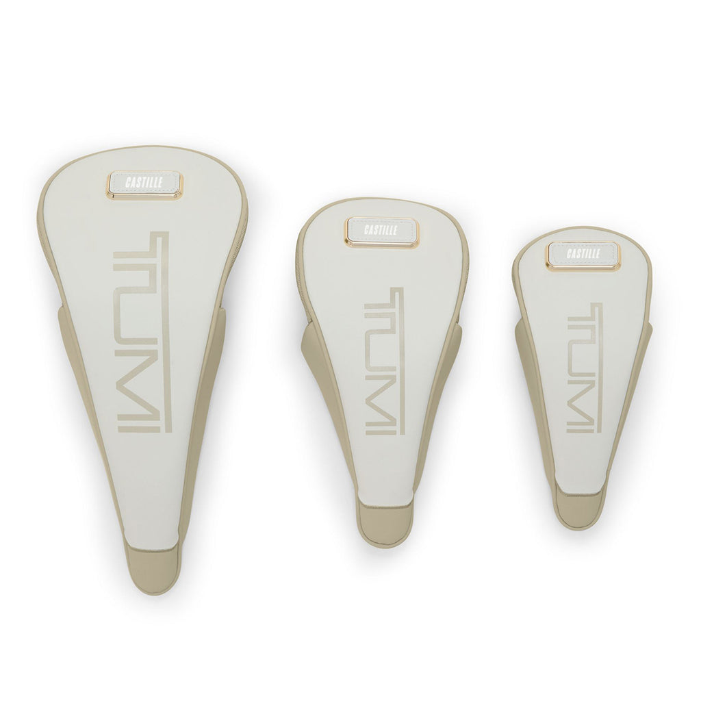TUMI Sport Golf Club Covers, Set of Three - Off White/Tan - Laser Engraving