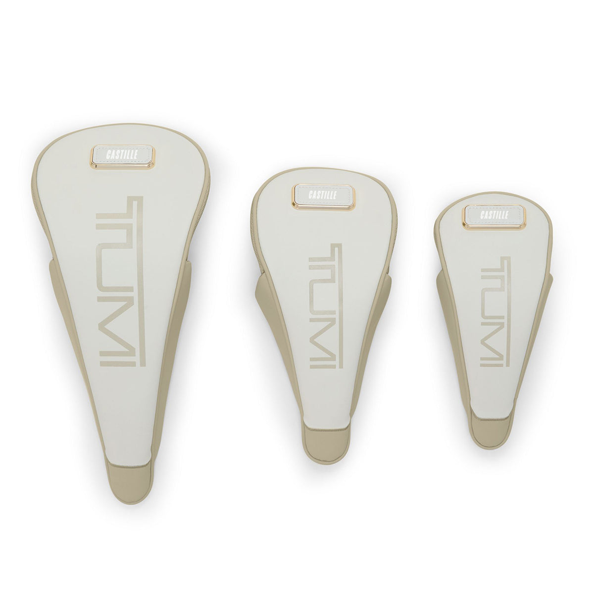 TUMI Sport Golf Club Covers, Set of Three - Off White/Tan - Laser Engraving