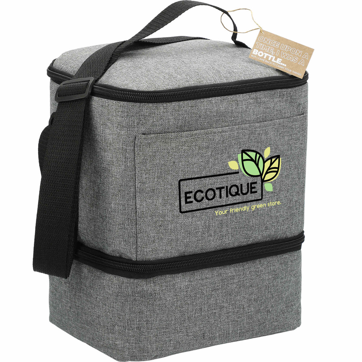 Tundra Recycled Lunch Cooler with Two Compartments Transfer - Graphite - Angled