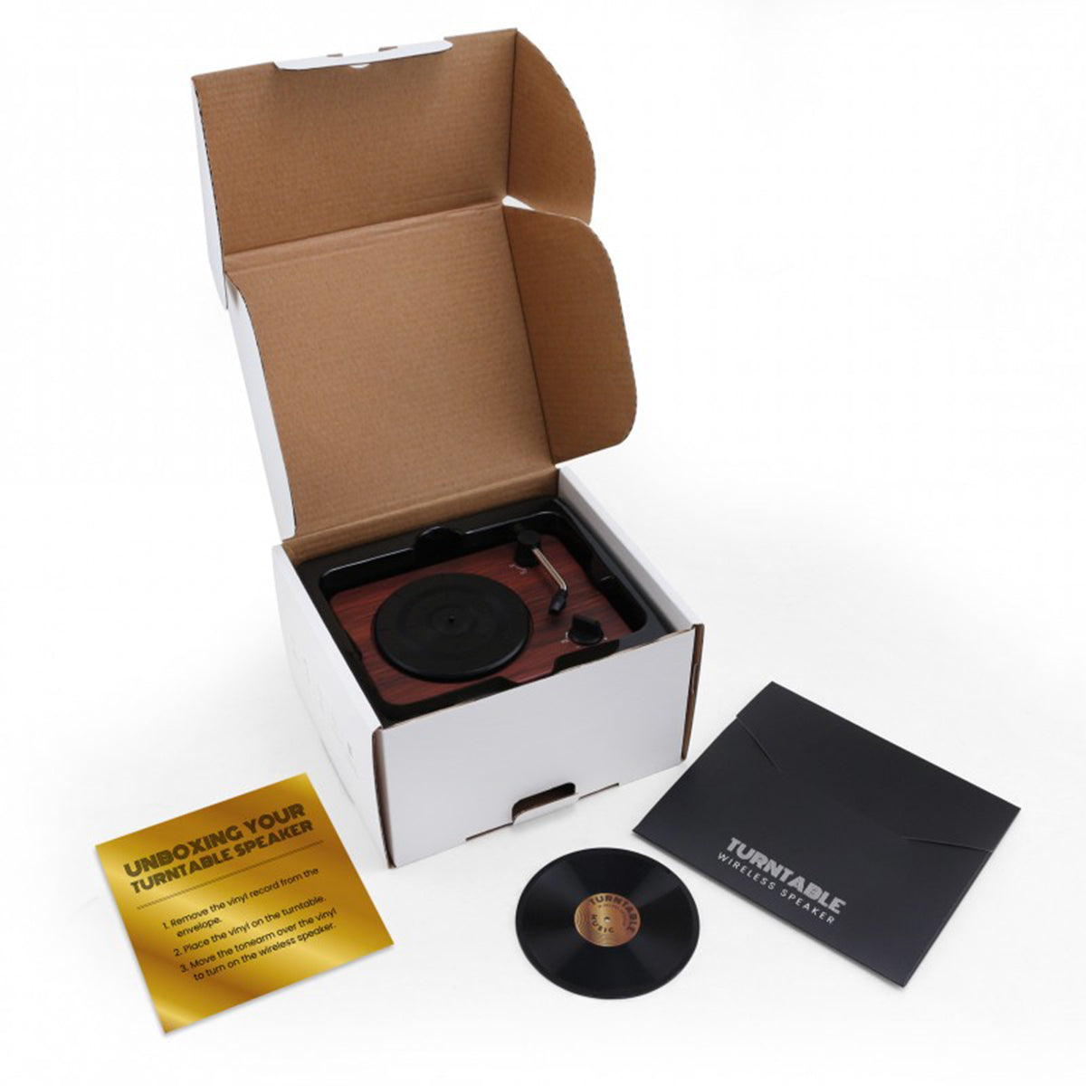 Turntable Wireless Speaker with Record Envelope - Turntable Wireless Speaker With Custom Record Envelope