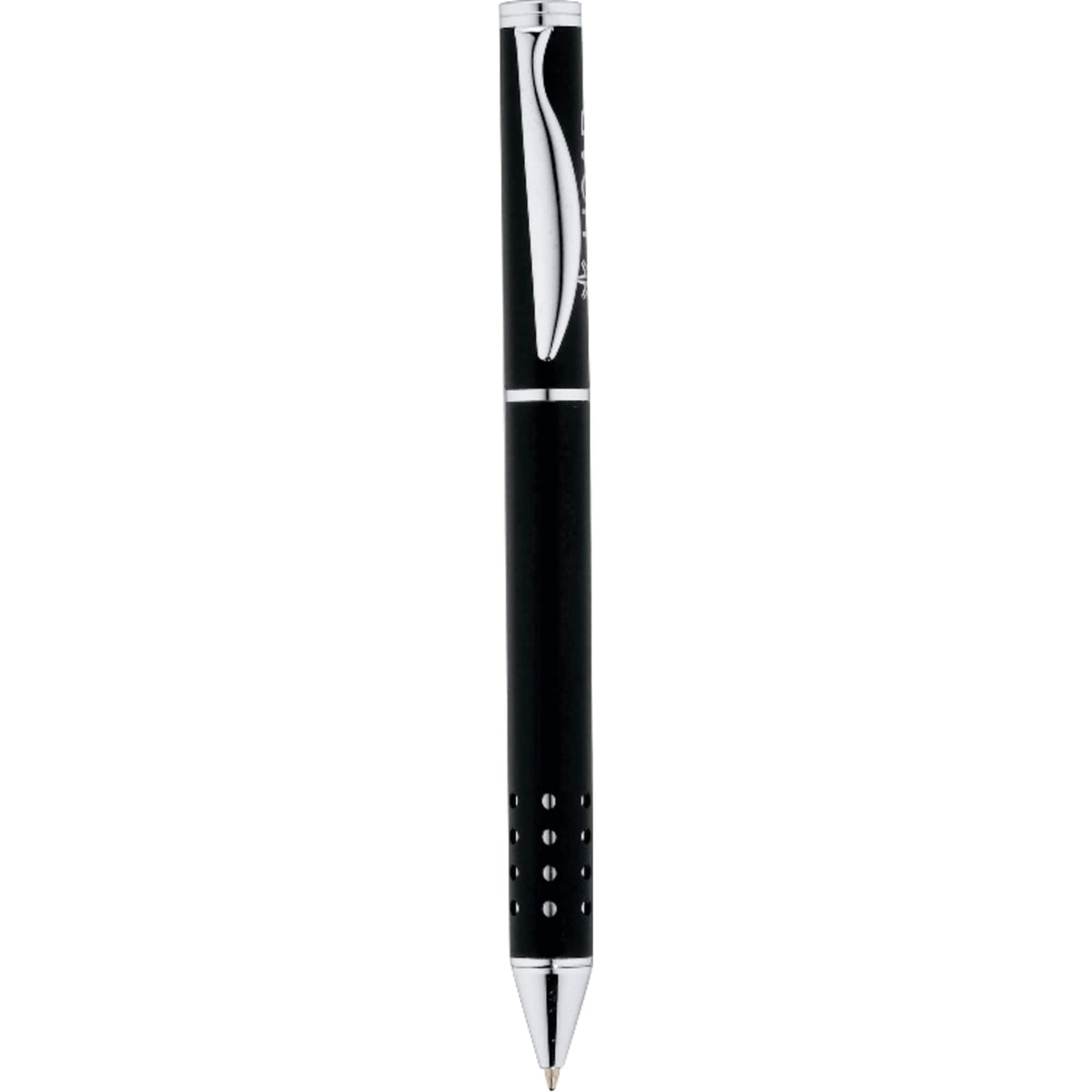 Tuscany Brass Ballpoint with Chrome Cutouts Laser Engraving - Black - Front 2