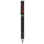 Tuscany Brass Ballpoint with Chrome Cutouts Laser Engraving - Black - Front